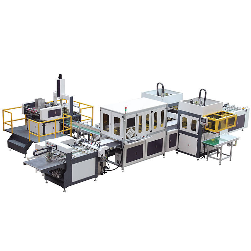 M&aacute;quinas de fabricaci&oacute;n de cajas r&iacute;gidas autom&aacute;ticas.
